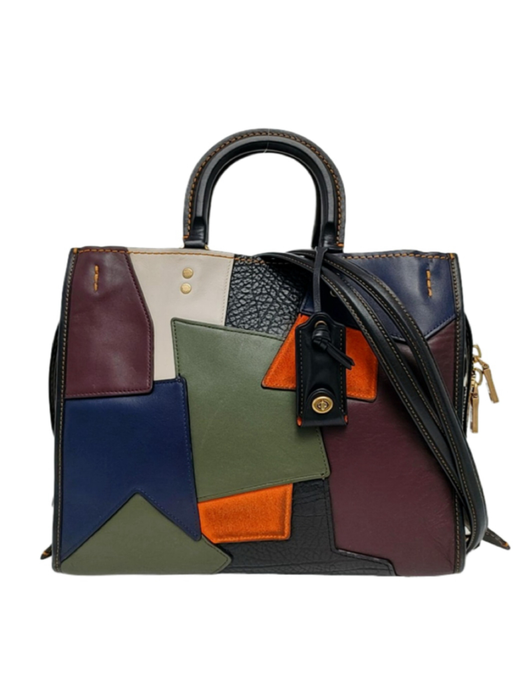 Coach 1941 Patchwork Rogue 30 Bag 20315 Multi Orange Olive Leather Suede Satchel